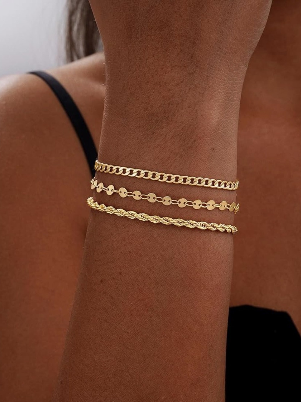Etoile Gold Dainty Cuban Link Bracelet Stack Set - Picture 5 of 5